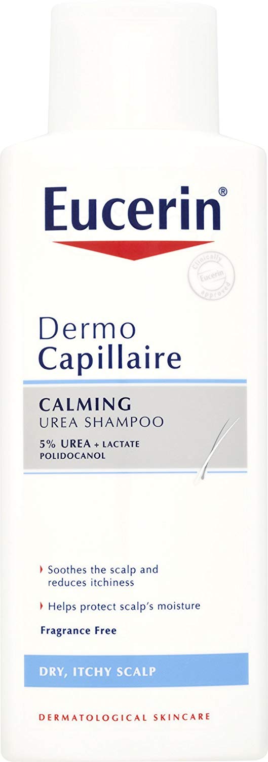 Eucerin DermoCapillaire Calming Urea Shampoo 250ml, Psoriasis and Dermatitis Shampoo for Dry Itchy Scalp, Fragrance-Free