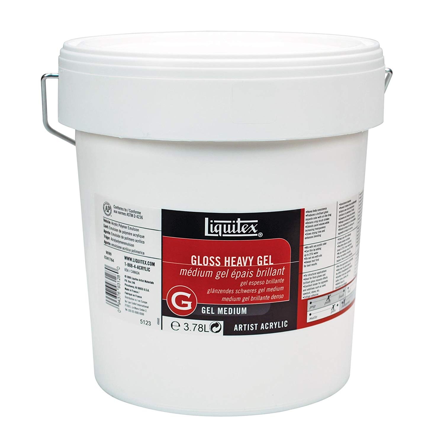 Liquitex Professional Matte Gel Medium Size M Thick Glossy 3.78 Litre, 5123, 3.78 l (Pack of 1)