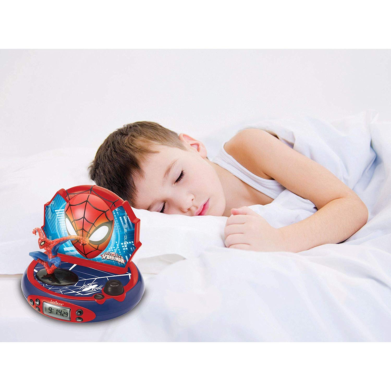 LEXIBOOK, Spider-Man, Projector Alarm Clock for kids, Nightlight and time projection to the ceiling, Red - Image 4