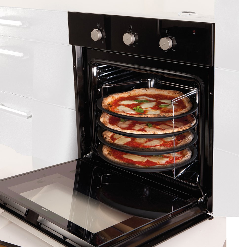 Guardini 27535R Set of Four Pizza Pans and Steel Rack, 4 Tegami 32 cm, Black - Image 3