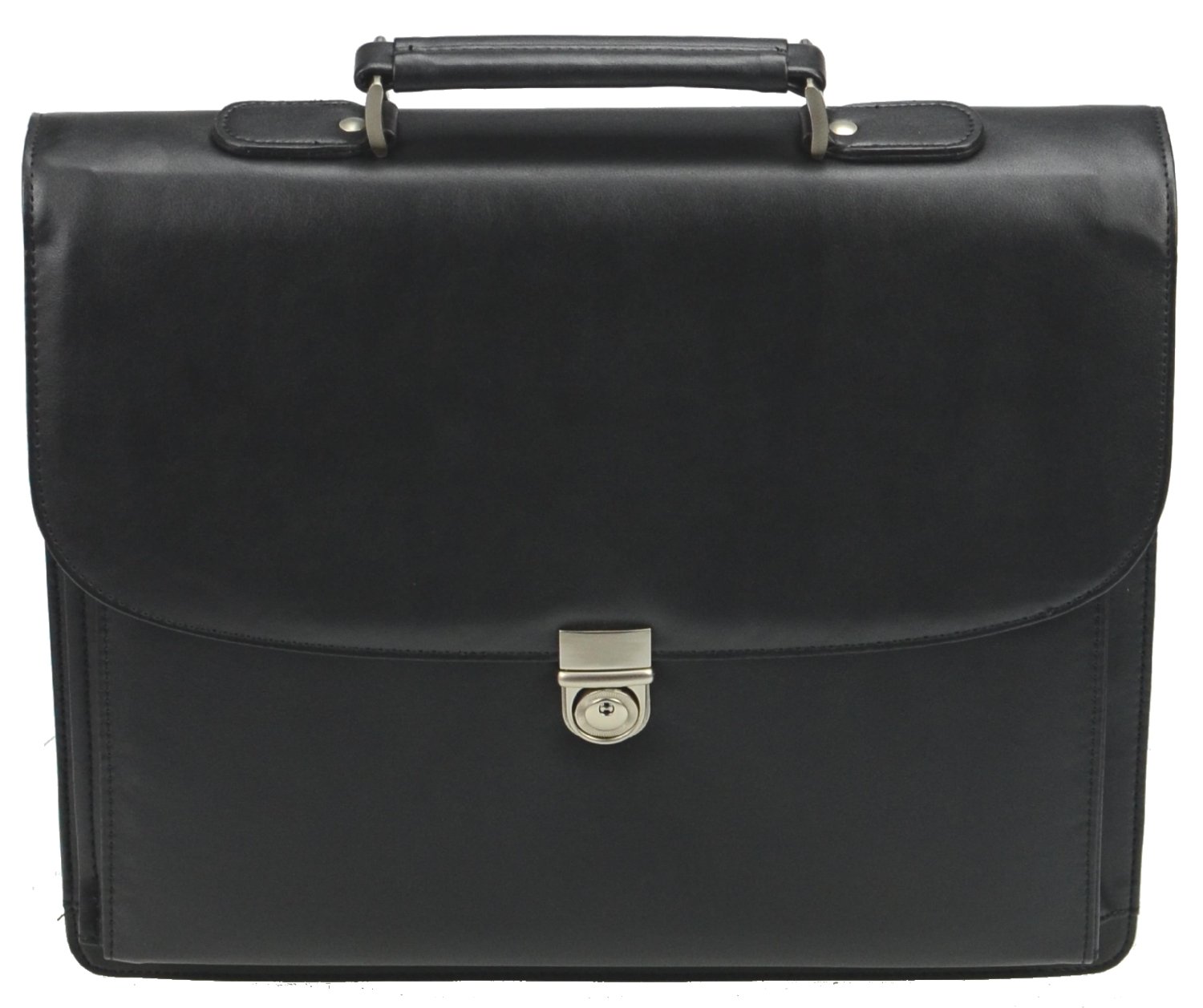 ALASSIO Forte Briefcase with Shoulder Strap 5 Document Sections Leather-look Black Ref 92011 - Image 3