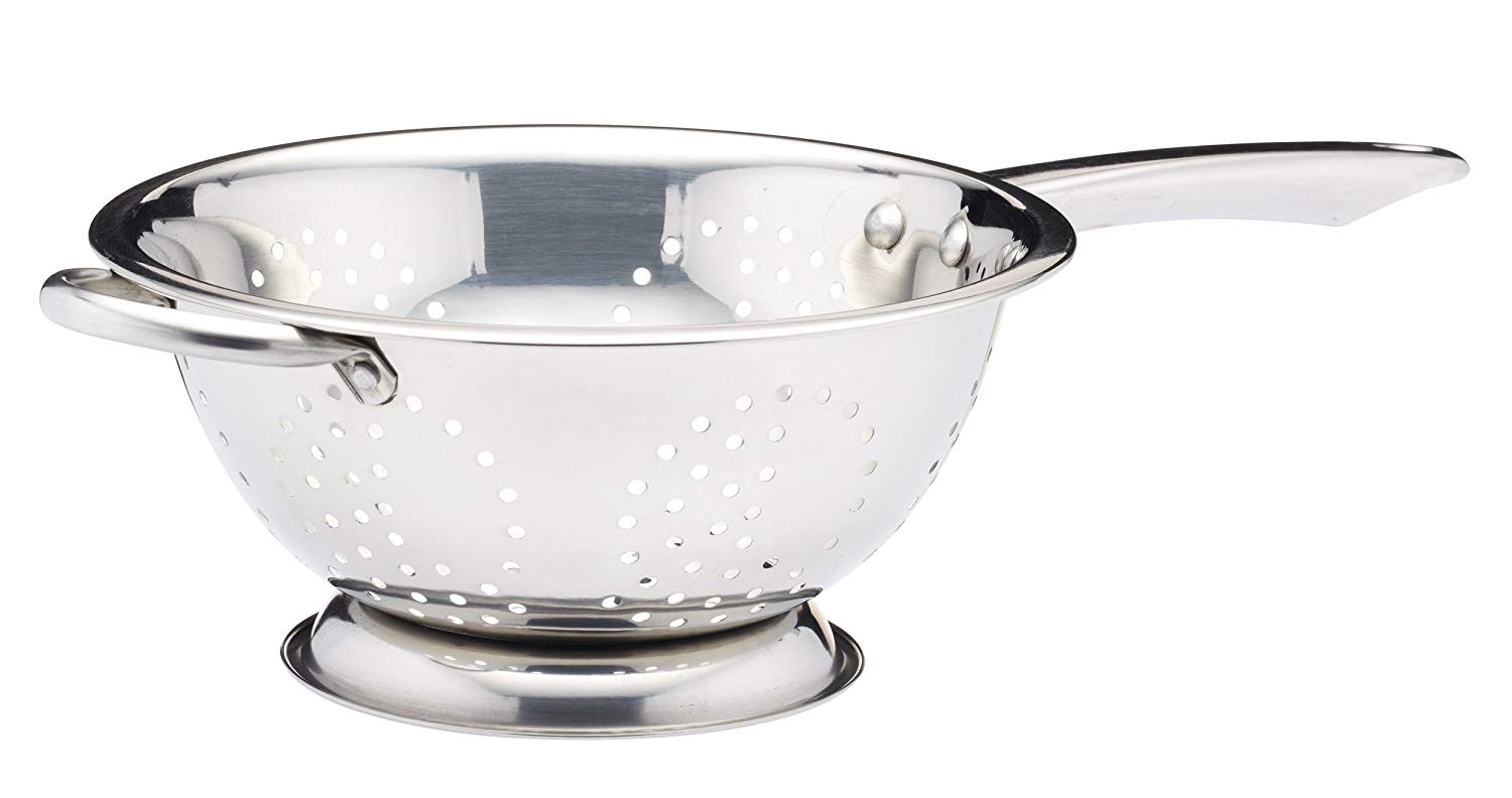 KitchenCraft Footed Stainless Steel Long-Handle Colander, 24 cm (9.5"), Silver, 9.9 x 24.1 x 41.5 cm