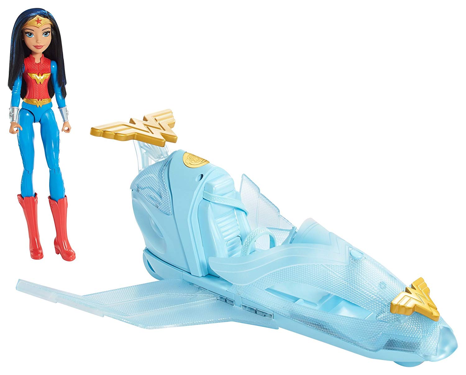 Mattel DC Comics DYN05 Super Hero Girls Wonder Woman and Invisible Jet Dolls, 19.0 inches tall