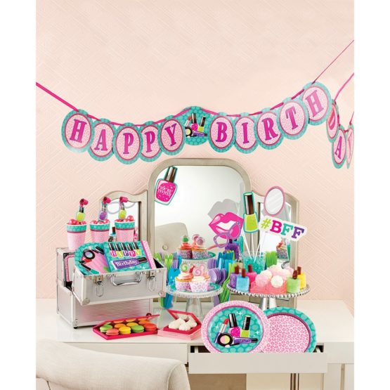 Creative Converting PC317714 Border Print Plastic Tablecover, Sparkle Spa Party Theme 1 Pc, Paper, Multi Color - Image 2