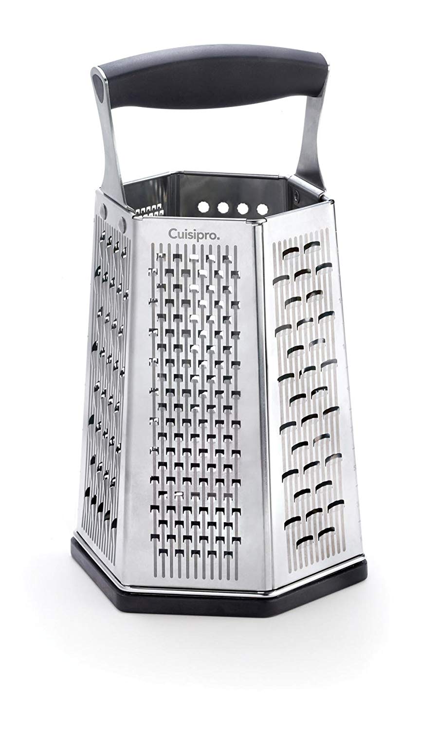 Cuisipro 6-Sided Box Grater, Sharp Stainless Steel, Non-Slip, Rust Resistant, 24 x 13 x 12cm, Steel, Black