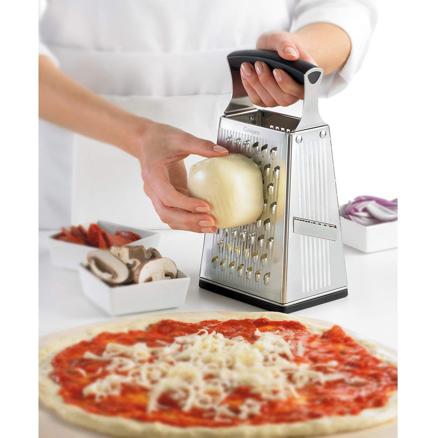 Cuisipro 4-Sided Box Grater, Sharp Stainless Steel, Non-Slip, Rust Resistant - Image 4