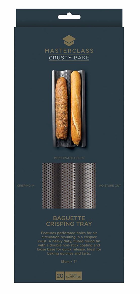 MasterClass KCMCCB90 Crusty Bake Perforated Baguette Baking Tray with PFOA Free Non Stick, Gift Boxed, Robust 1 mm Carbon Steel, 39 x 16.5 x 2.5 cm, Grey - Image 2