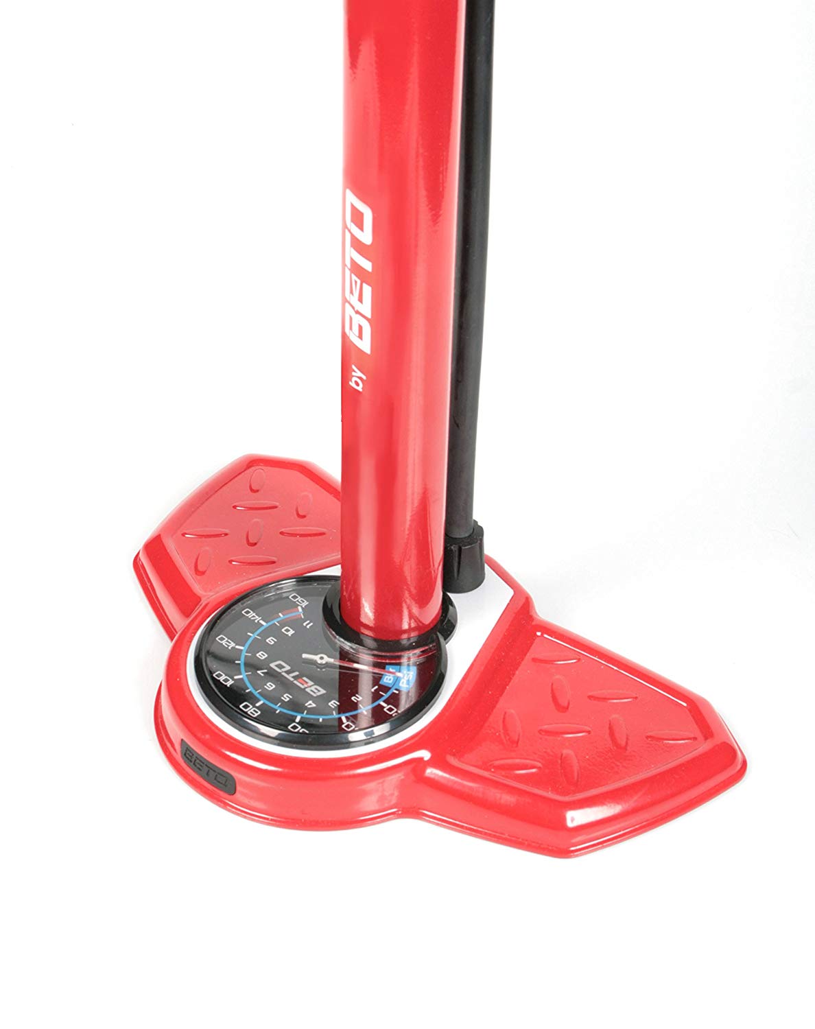 Beto EZ Head Foot Pump with Pressure Gauge, Red - Image 2