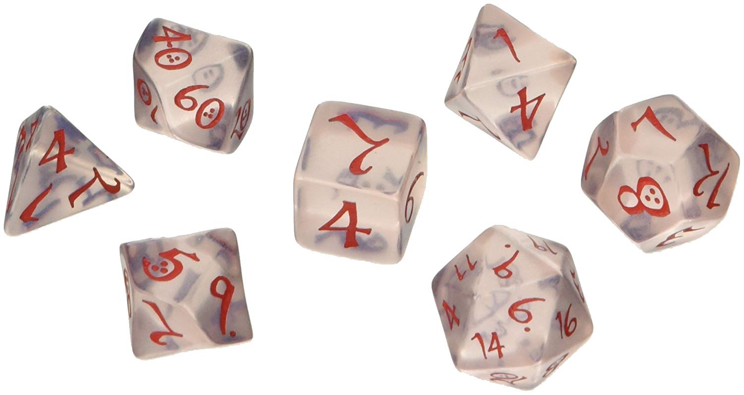 Q-Workshop QWOCLE16 Classic RPG Dice Transparent Blue/Red 7" Game Accessory, Multi-coloured, Standard