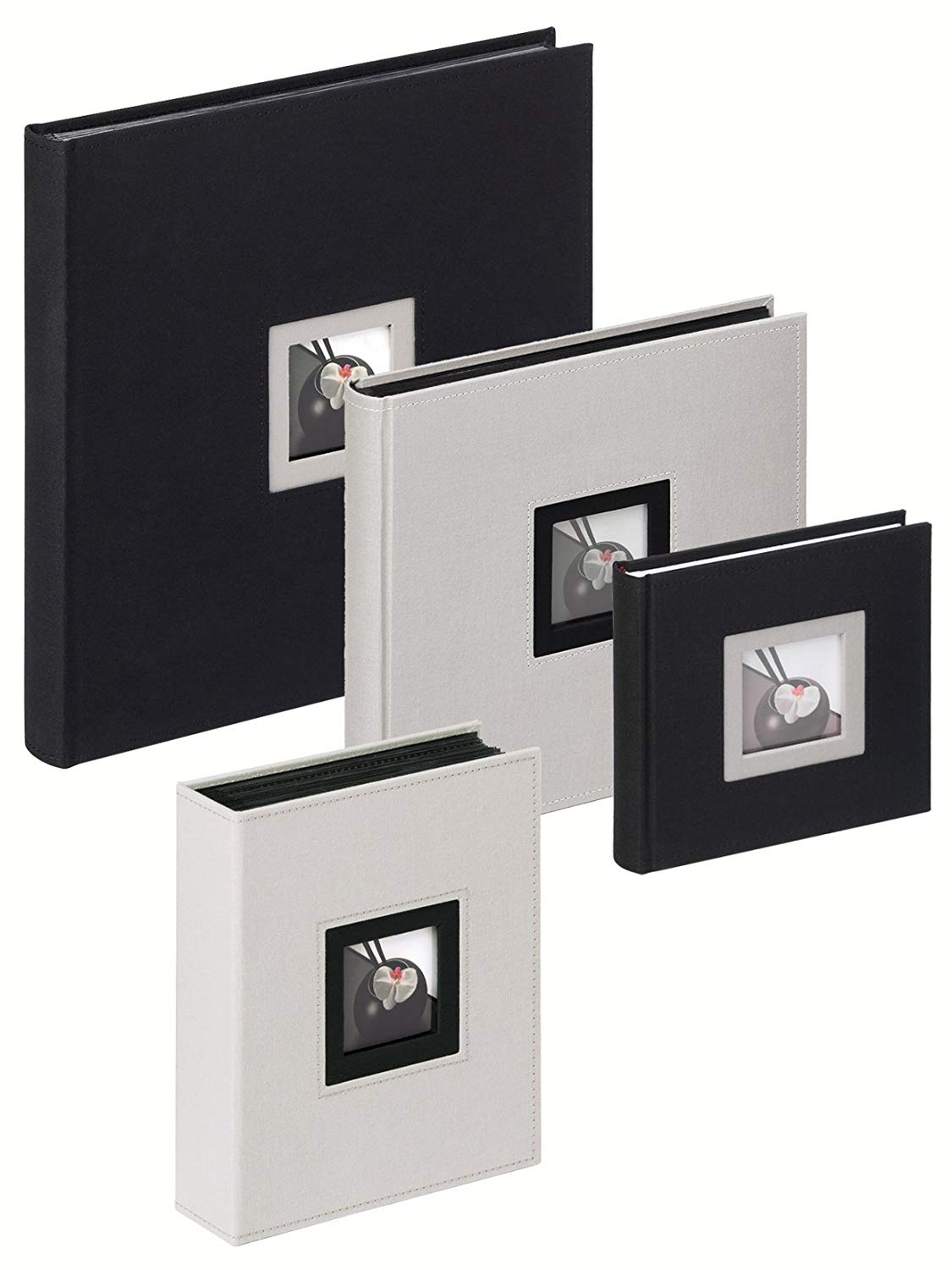 walther design Photo Album Black 26 x 26 cm Linen with Cover Punching, Black and White FA-209-B - Image 2