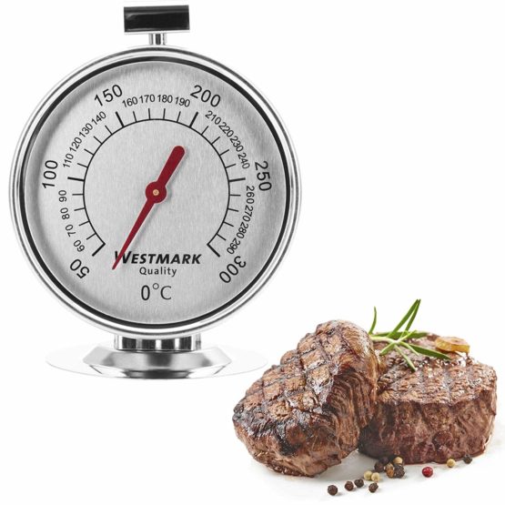 Westmark Oven Thermometer, Measuring Range: +50°C to +300°C/ +122°F to +572°F, Stainless Steel, Silver/Red, 12902260