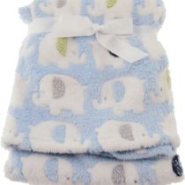 Bieco baby and children's fleece blanket elephant blue, and very cuddly, ideal as a bedspread, stroller blanket or play mat, 75 x 90cm