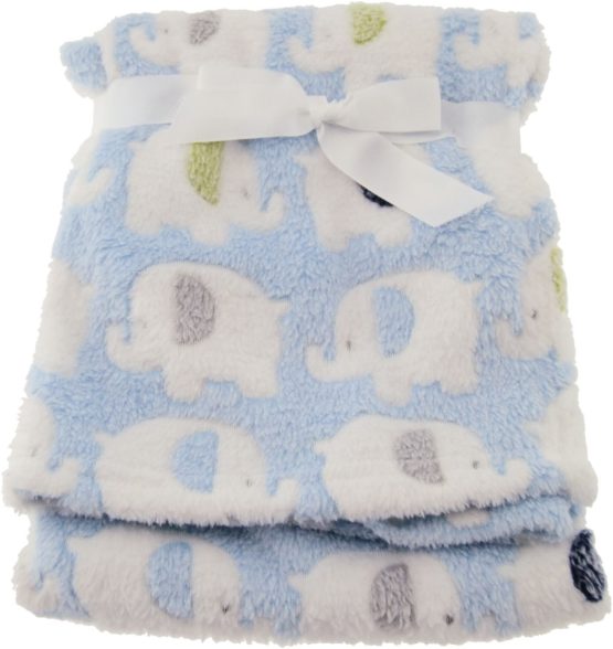 Bieco baby and children's fleece blanket elephant blue, and very cuddly, ideal as a bedspread, stroller blanket or play mat, 75 x 90cm