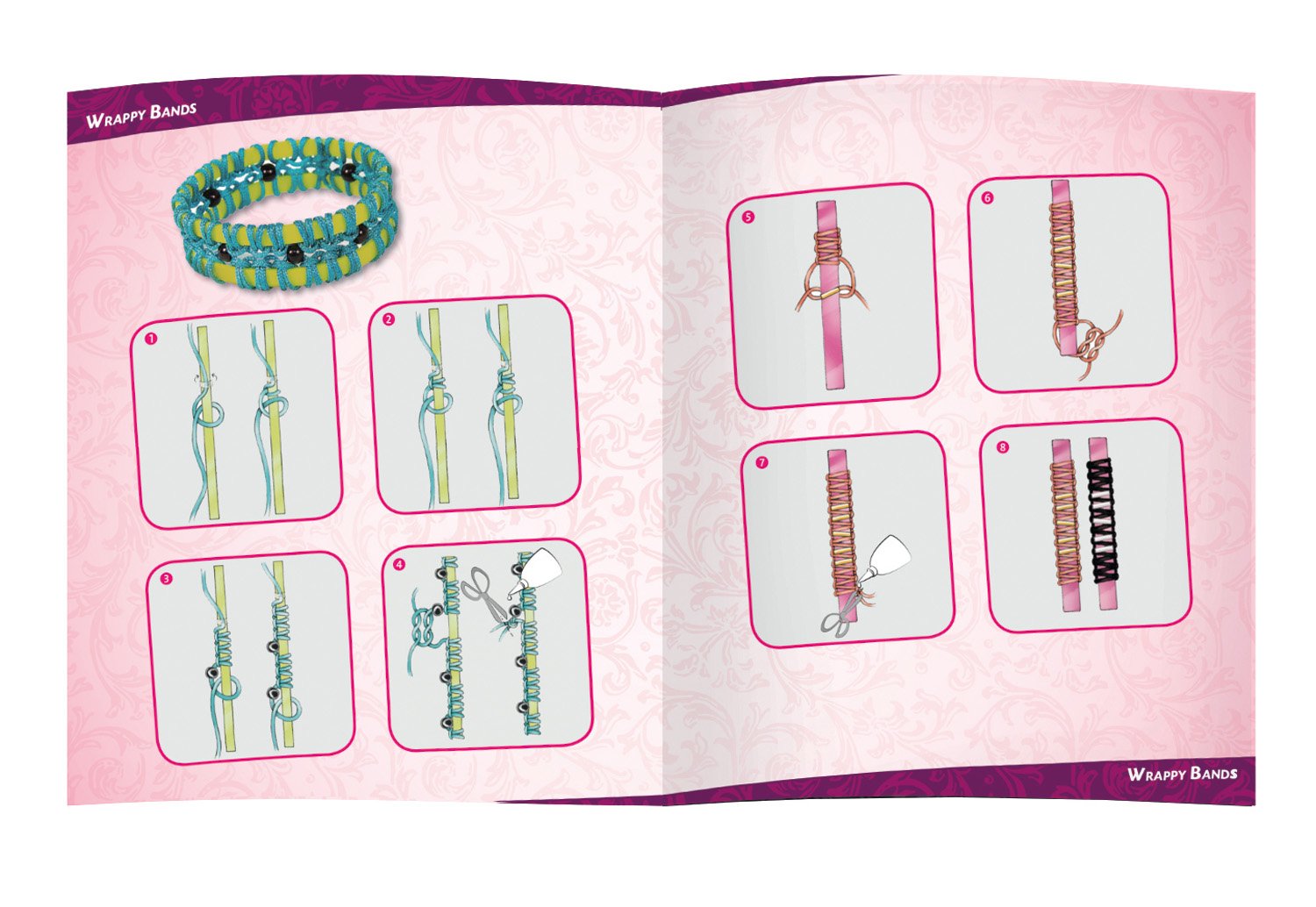 Lena 42652, Craft set Wrappy Bands, set for 3 wrap-around armbands with 7 silicone ribbons in 5 colours - Image 3