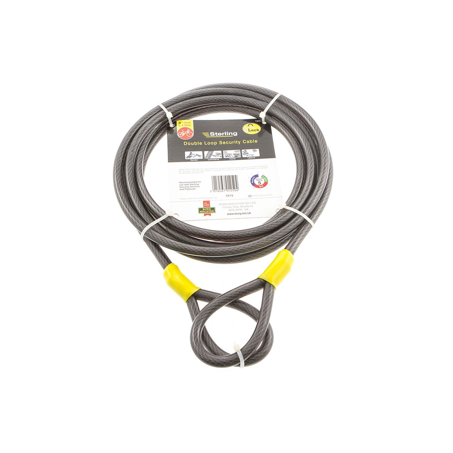Burg-Wachter 124C Double Loop Vinyl Coated Multi-Stranded Braided Steel Cable with Self Coiling, Black - Image 2