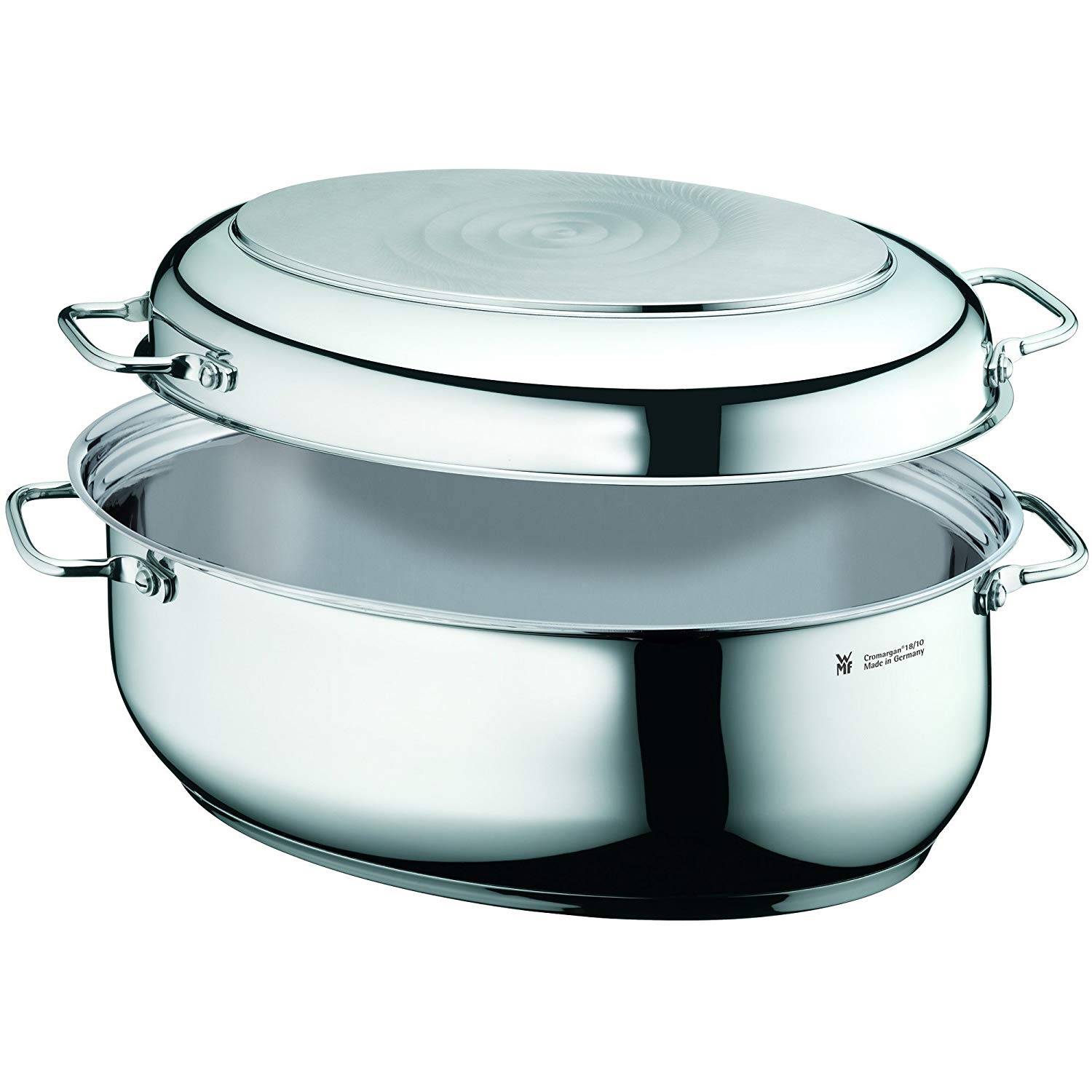WMF roaster oval 41x28,5x18 cm approx. 8,5l lid as frying pan stainless steel brushed suitable for all stove tops including induction dishwasher-safe - Image 2