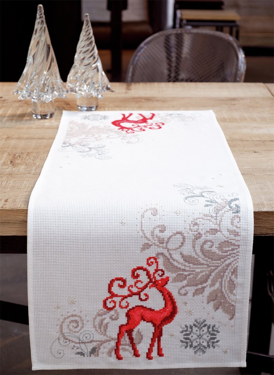 Vervaco Counted Cross Stitch Kit: Runner: Reindeer, 100% Cotton, Multi-Colour, 32 x 2 x 91 cm - Image 3
