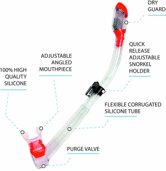 Cressi Premium Dry Snorkel Adult Unisex - Image 2