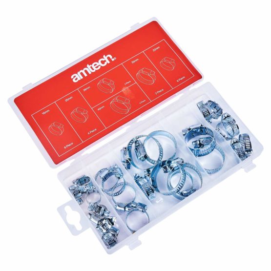 Amtech S6290 Assorted Hose Clamp, Jubilee Clips, 26-Piece, One Size