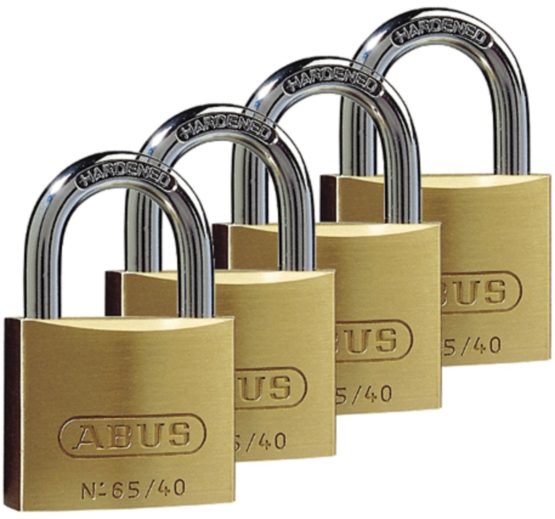 ABUS 65/40 Brass Padlock Quad Pack