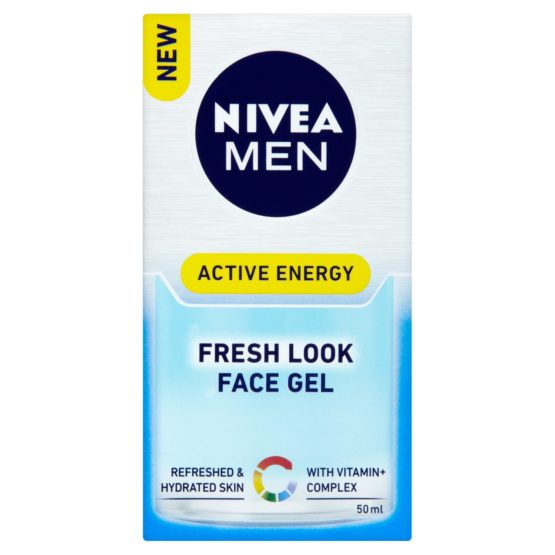 NIVEA MEN Active Energy Refreshing Face Gel (50 ml), Invigorating Moisturiser for Men Infused with Vitamins, Men's Skin Care Essentials