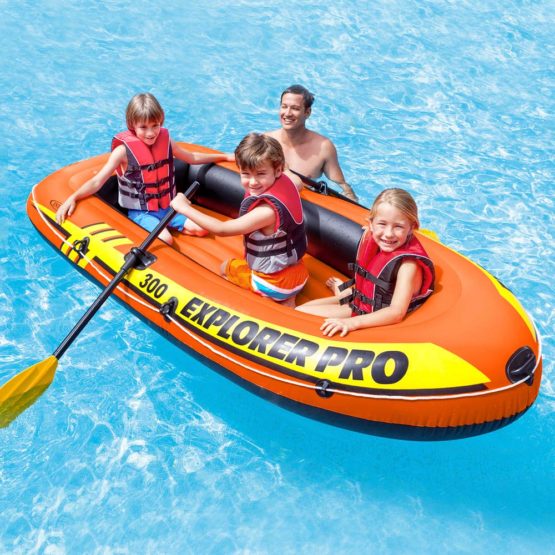 Intex Explorer Pro Inflatable Boat, Boat + Paddles + Pump, Three Person (244 x 117 x 36 cm) - Image 2