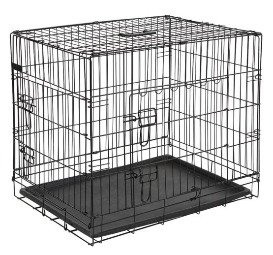 Kerbl Straight Front Dog Cage Collapsible 2 Doors, 76 x 54 x 64 cm, Black