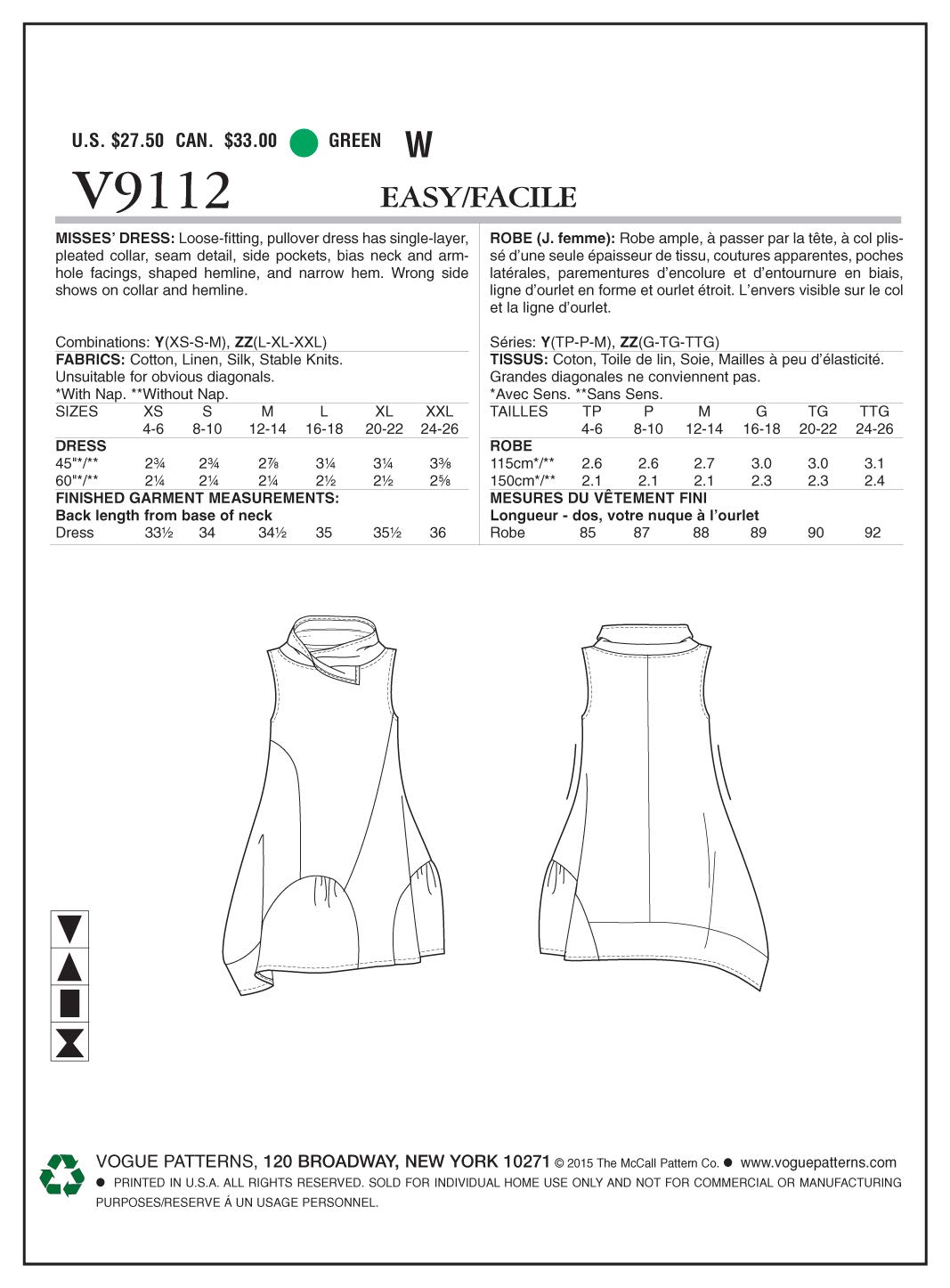 Vogue Patterns 9112 Y,Misses Dress, XSM(4-6)-SML(8-10)-MED(12-14), Size Y (X-Small-Small-Medium) US, Multi-colour - Image 2