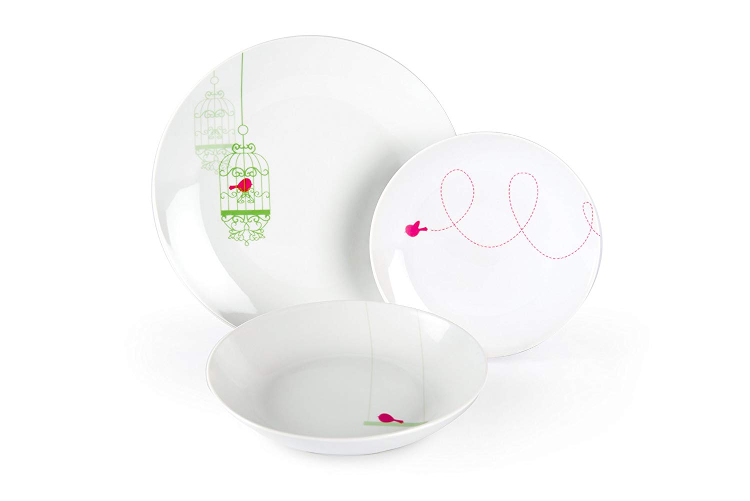 Excelsa Liberté 18-Piece White China Tableware Set, Bianco Con Decorazioni, 18 pieces - Image 2