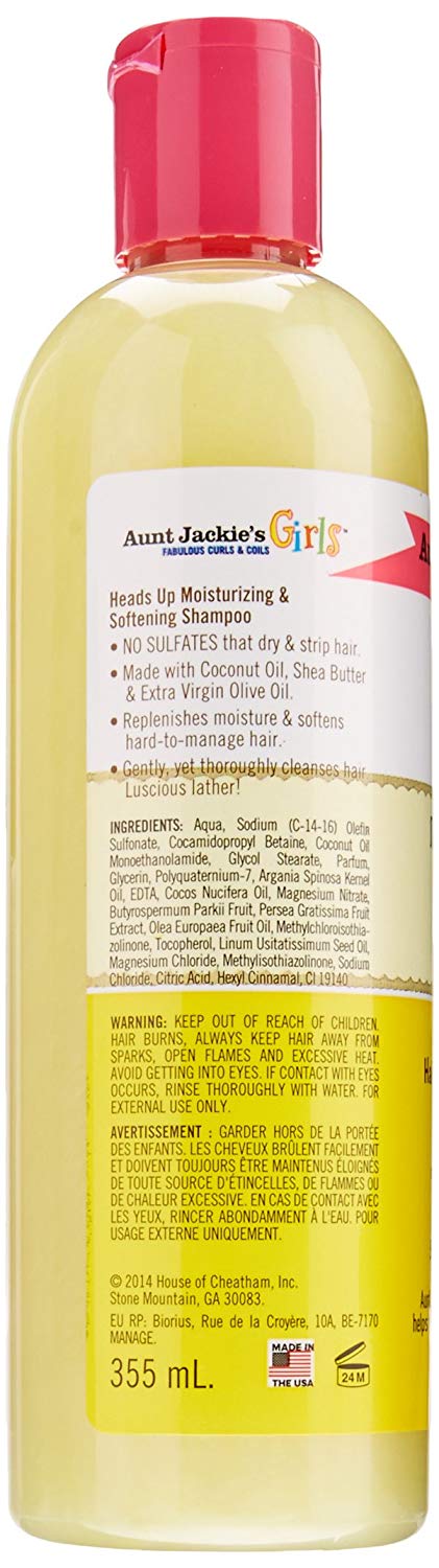 Aunt Jackies Moisturizing and Softening Shampoo, Girls Heads Up 355 ml, Yellow, 355 ml (Pack of 1) - Image 3