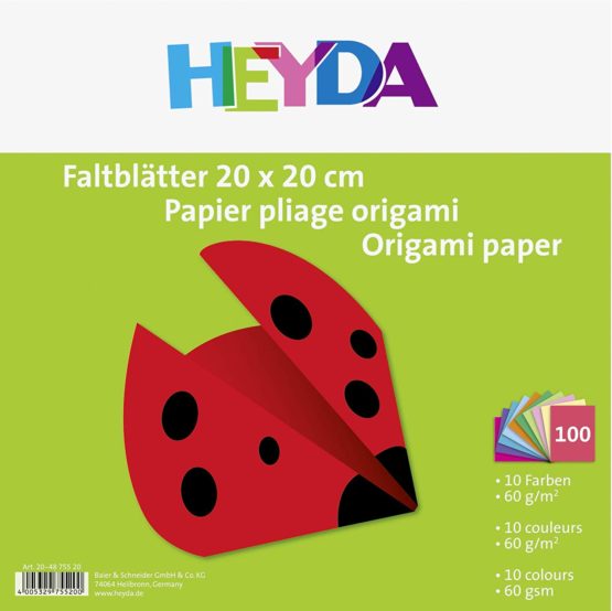 Heyda 204875520 Origami Paper 20 x 20 cm Assorted Colours 60 g/m2 Pack of 100 Sheets - Image 2