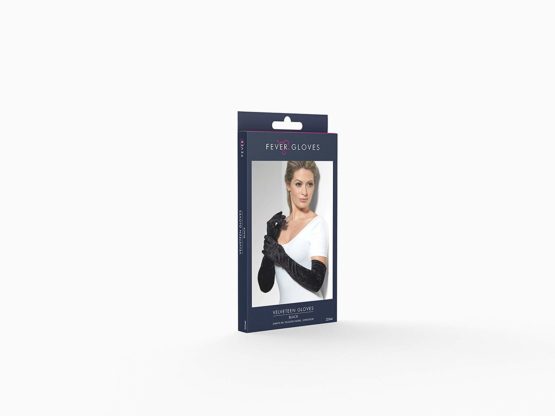 Smiffys Velveteen Gloves - Black, Long - Image 2