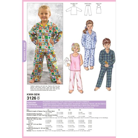 KWIK - SEW PATTERNS K3126 Size T1 - T2 - T3 - T4 Sleepwear, Pack of 1, White - Image 2