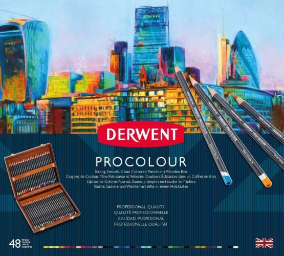 Derwent Procolour Colouring Pencils, Set of 48 in Wooden Gift Box, Professional Quality, 2302523