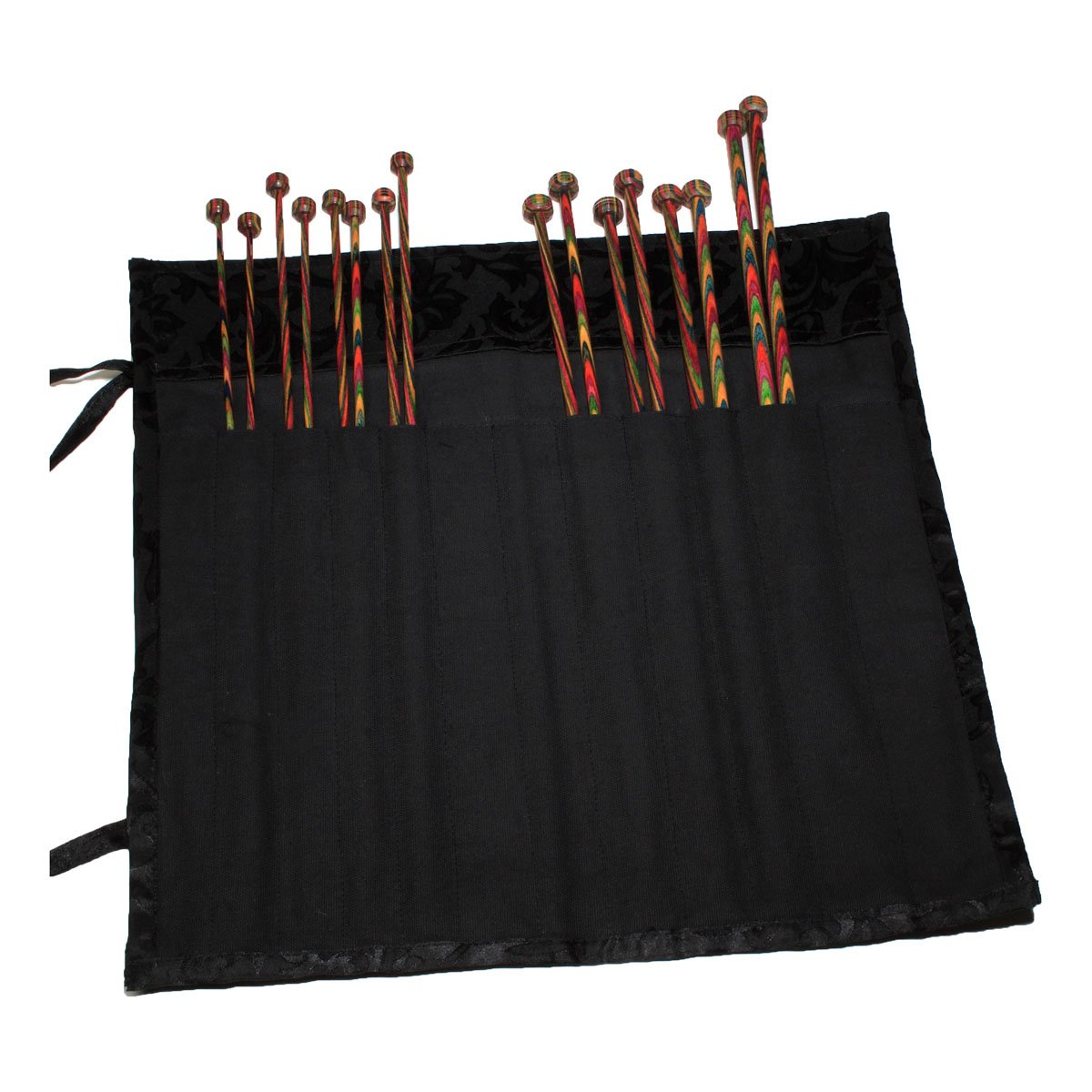 KNIT PRO KP10738 Fabric Knitting Pin Case: Black Jacquard Wrap-Around: 40cm