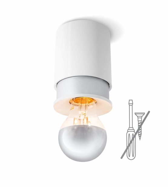 Twister Living, white-silver; Easy to fix. No screws, just one hook is enough. Protected by patent. Ceiling Light; E27
