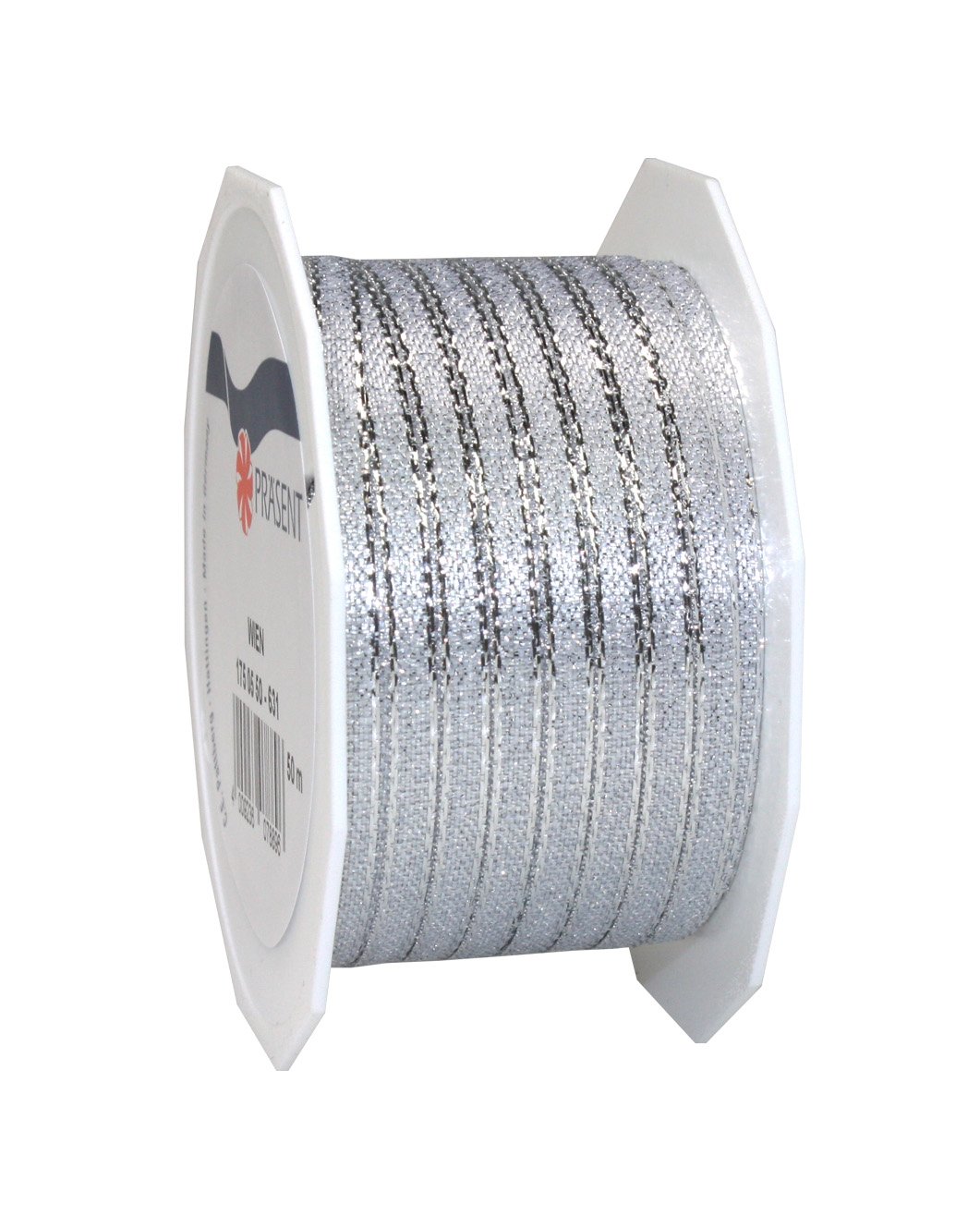 PRÄSENT C.E. Pattberg Wien Silver, 55 Yards of Metallic Mesh Gift Wrapping, 0.2 inches Width