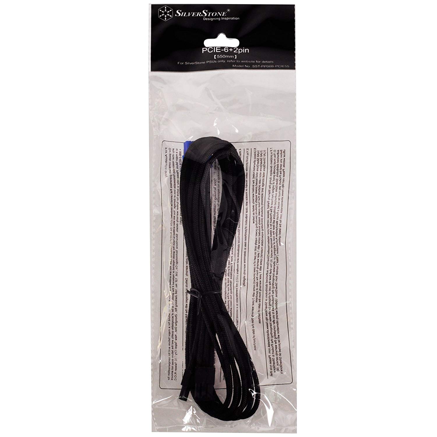 SilverStone SST-PP06B-PCIE55 - 55cm PCI-E 8pin(6+2) Sleeved PSU Cable, black - Image 3