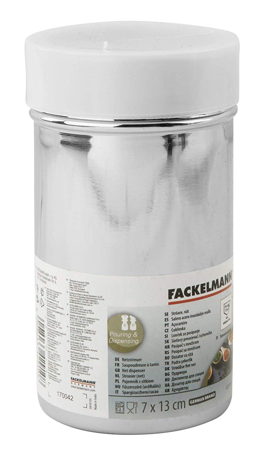 Fackelmann Stainless Steel Net Dispenser, Silver/White, 2.7 x 5.1-Inch, 13 x 7 x 7 cm - Image 2