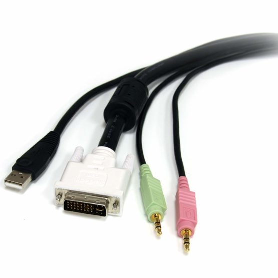 StarTech 6 ft 4-in-1 USB DVI KVM Cable with Audio and Microphone - DVI KVM Cable - USB KVM Cable - KVM Switch Cable (USBDVI4N1A6) - Image 2