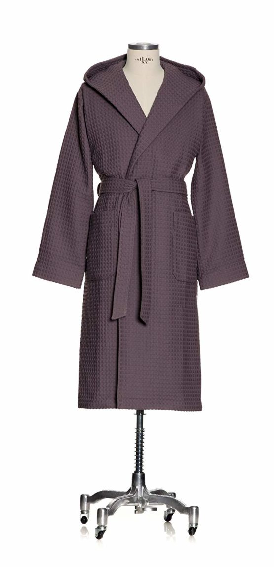 möve Piquée hooded bathrobe in size XL made of 100% cotton, graphite