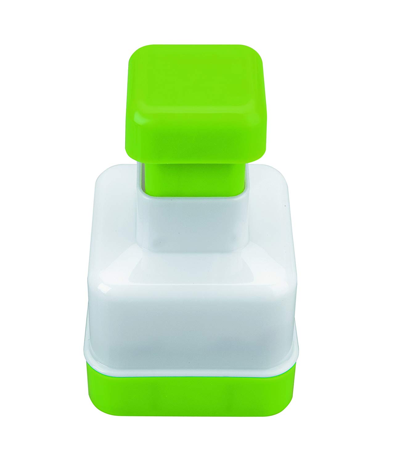 Ibili 777200 - Molde hamburguesa- Cuadrado, White/Green, 8.5 x 8.5 x 14 cm