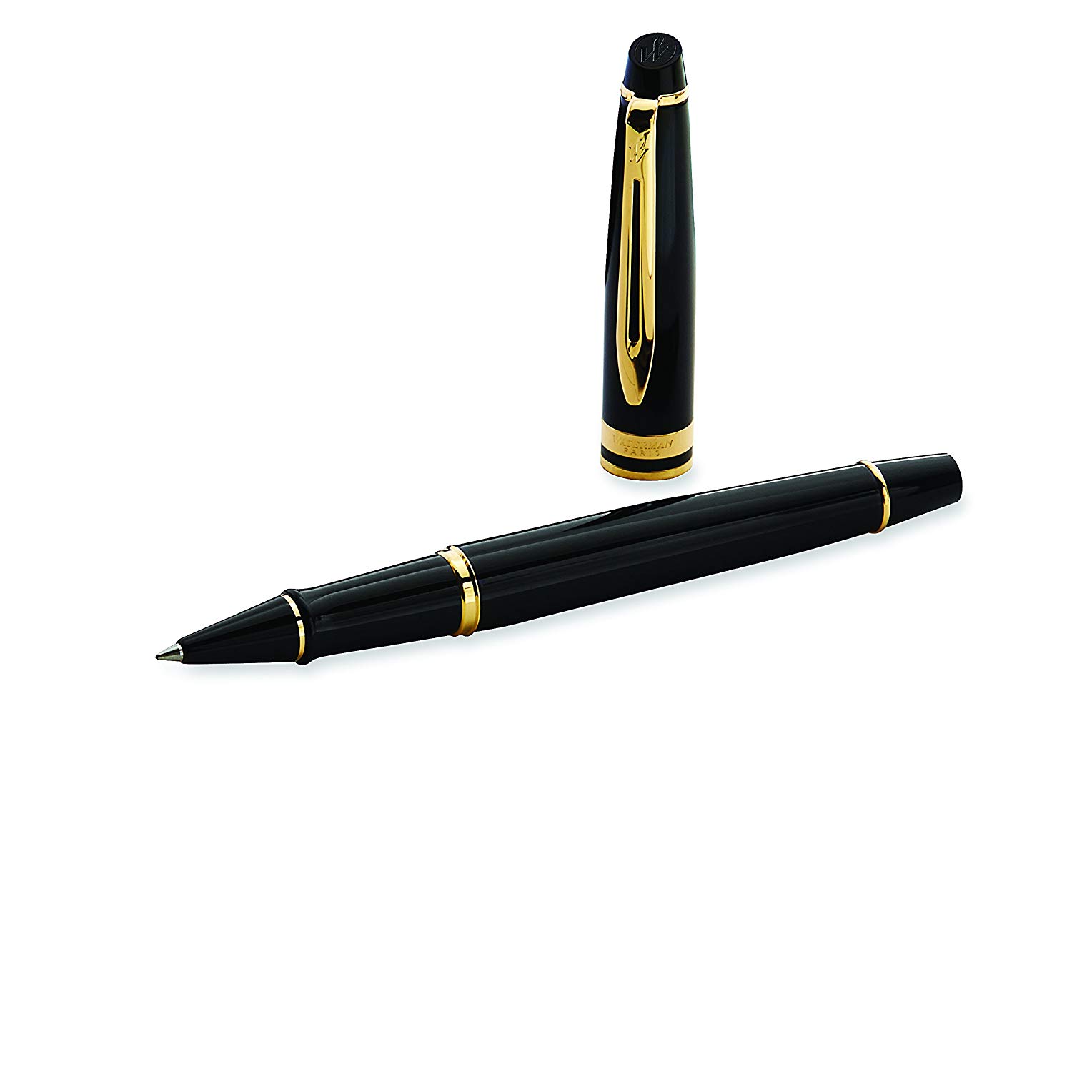 Waterman Expert Rollerball Pen Gloss Black with 23 k Gold Trim Fine Point Black Ink Gift Box - Image 2
