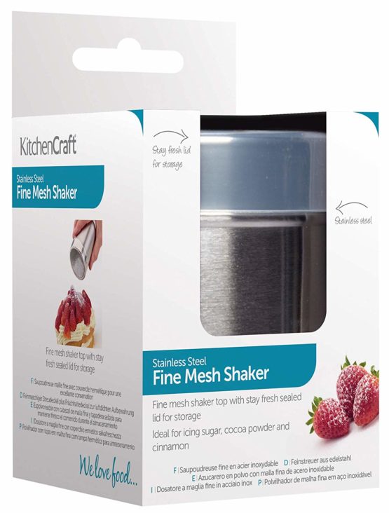 KitchenCraft Flour Sifter / Icing Sugar Shaker with Fine Mesh, Stainless Steel, Silver, 9.1 cm*7.3 cm*7.3 cm - Image 2