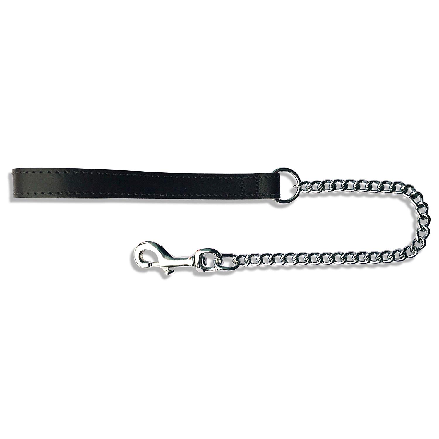 BBD 23-inch Heavy Leather Chain Lead, Black, 23 inch (Pack of 1)