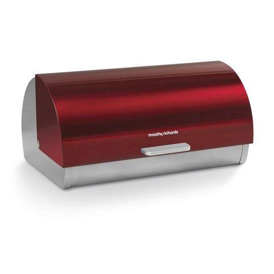 Morphy Richards 46241 Accents Roll Top Bread Bin, Stainless Steel, Red