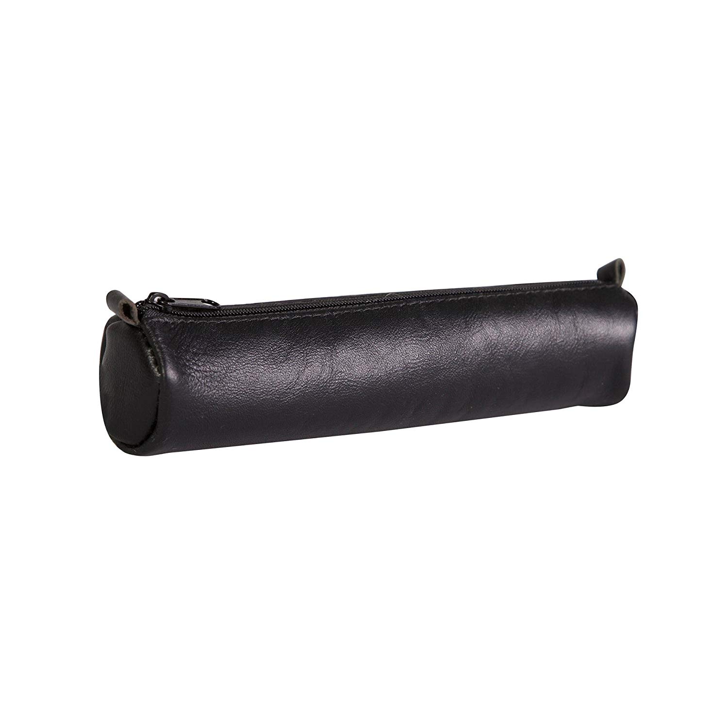 Clairefontaine 77019C, Collection Age Bag, A Small Round Pencil Case in Genuine Black Lambskin Leather - Image 2