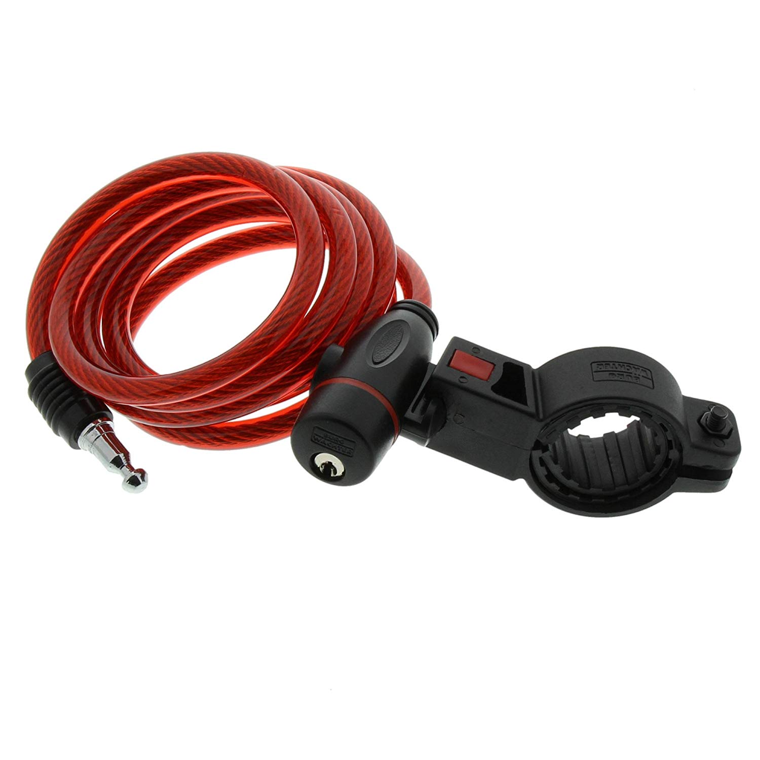 Burg-Wächter Spiral Cable Lock, 2 Keys, with Mounting Bracket, Length: 100cm, 1260 100, Assorted