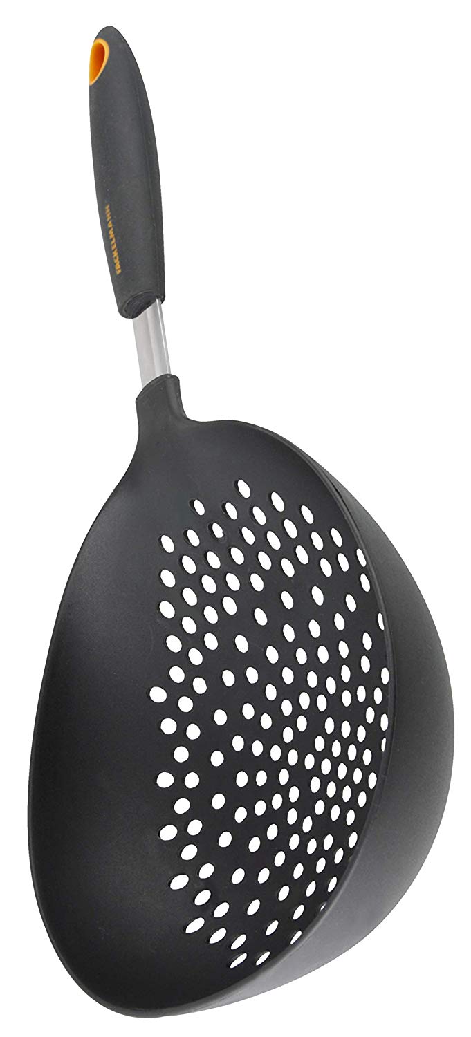 Fackelmann Jumbo Strainer, Soft Grip, 36 cm, Grey/Orange, 36 x 18 x 7 cm - Image 2