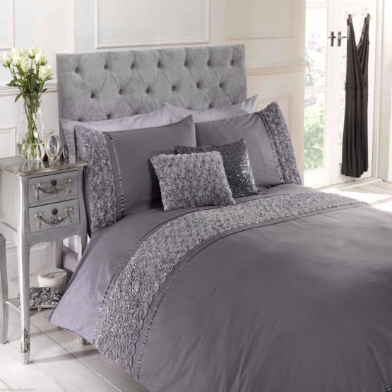 Rapport Duvet Quilt Cover Set Bedding Raised Rose & Ribbon Polycotton, Cotton and Polyester - Image 2